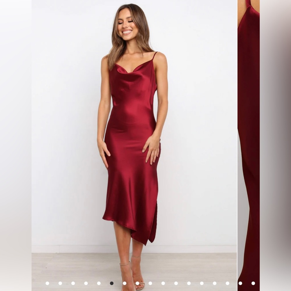 Wine satin dress from petal and pup